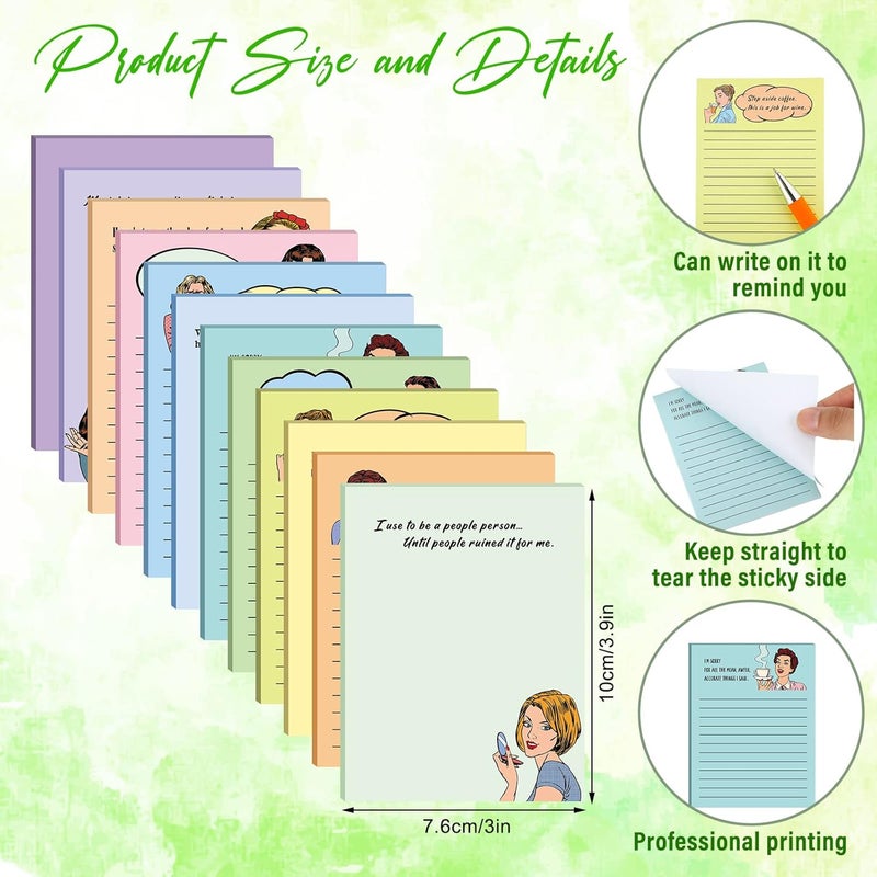 Geyee 24 Pcs Interesting Sticky Notes with Funny Pens 3 x 4 Inch to Do List Notepads with Sayings Pen for Valentines Coworkers Nurse Teacher Employee Office Staff Work Team Appreciation Gifts - Image 2